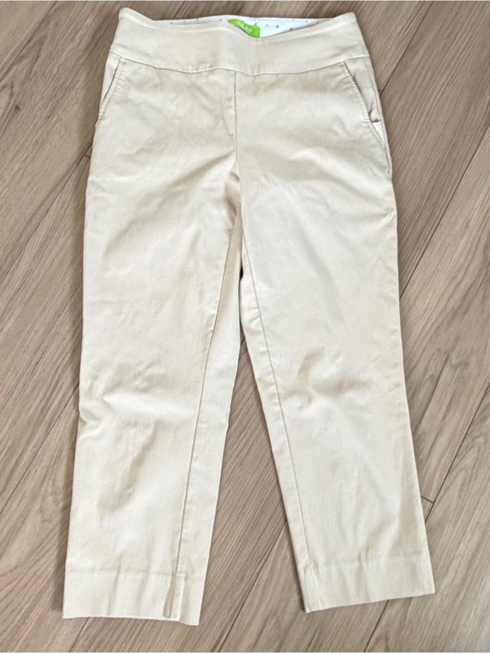 Swing Control Straight Crop Pants Beige Golf Mid Rise Pull On Stretchy Sz 6